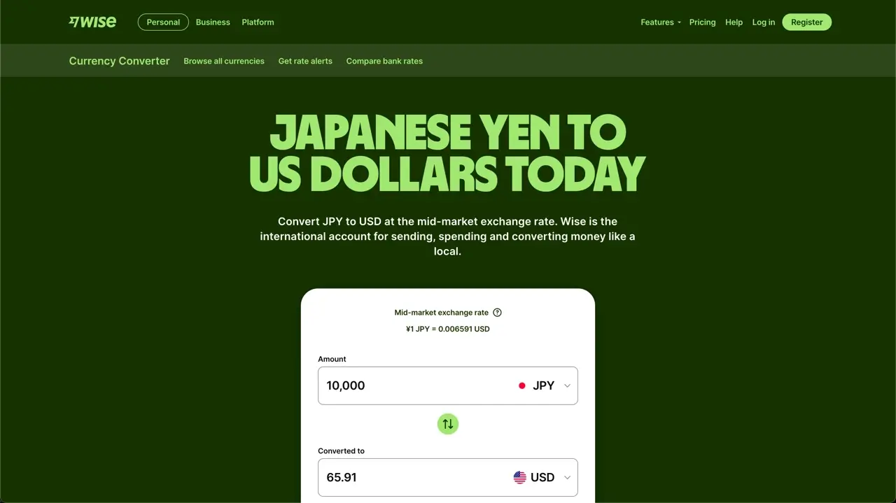 Wise.com programmatic SEO currency converter pages